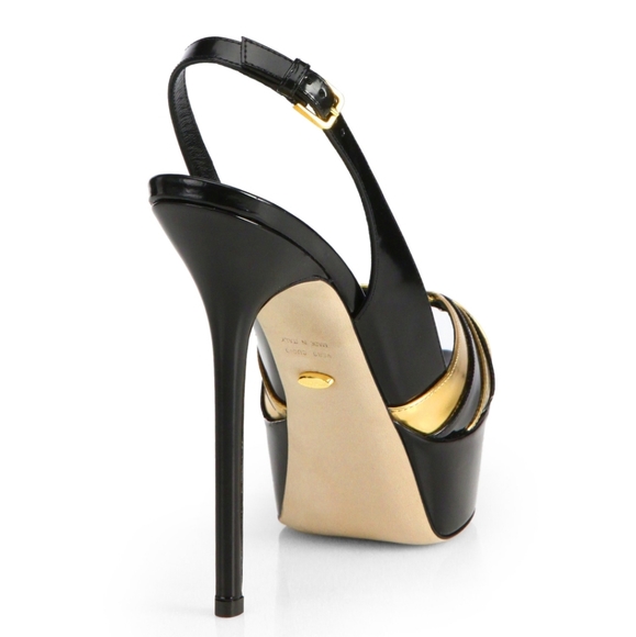 Sergio Rossi Bicolor Leather Slingback Platform - Picture 5 of 12